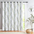 Blackout Patio Door Curtains for Bedroom 84inch Green White Tree Branch Print 100% Full Blackout Curtains for Living Room Energy