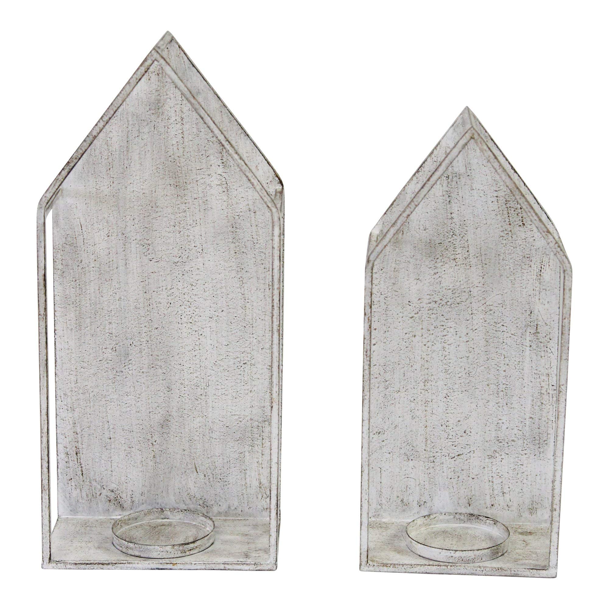 HomeRoots 100% Metal 7.1' X 3.94' X 15.75' Distressed White Metal House Candleholder - Case of 2