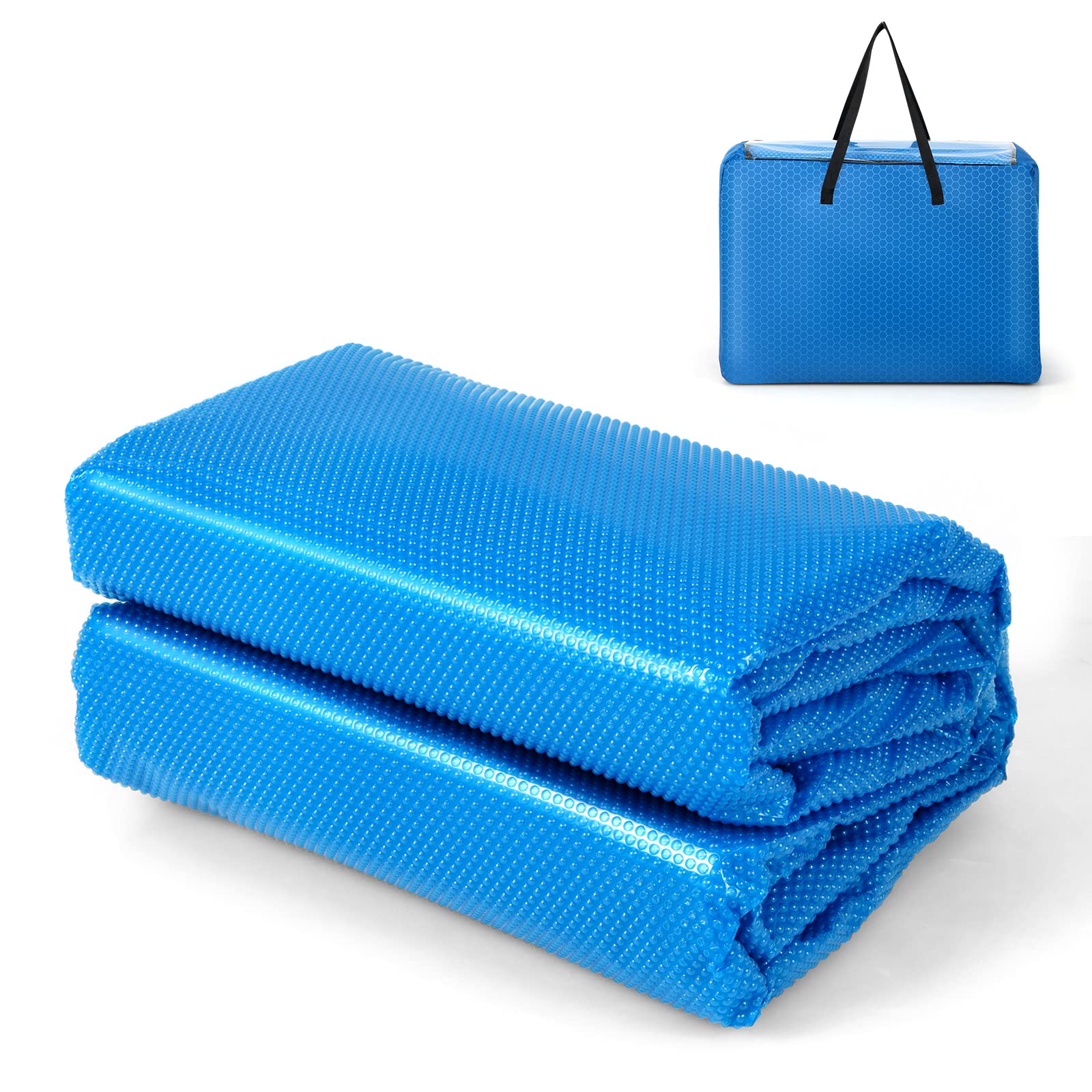 Gymax Pool Cover, 18 Ft X 36 Ft 12-Mil Solar Pool Cover With Carry Bag, Heat Retaining Rectangle Bubble Cover Floating Spa Blank