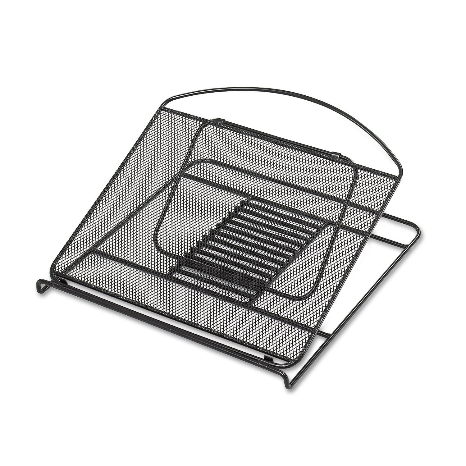 Safco 2161BL Onyx Adjustable Steel Mesh Laptop Stand 12 1/4 x 12 1/4 x 1 Black