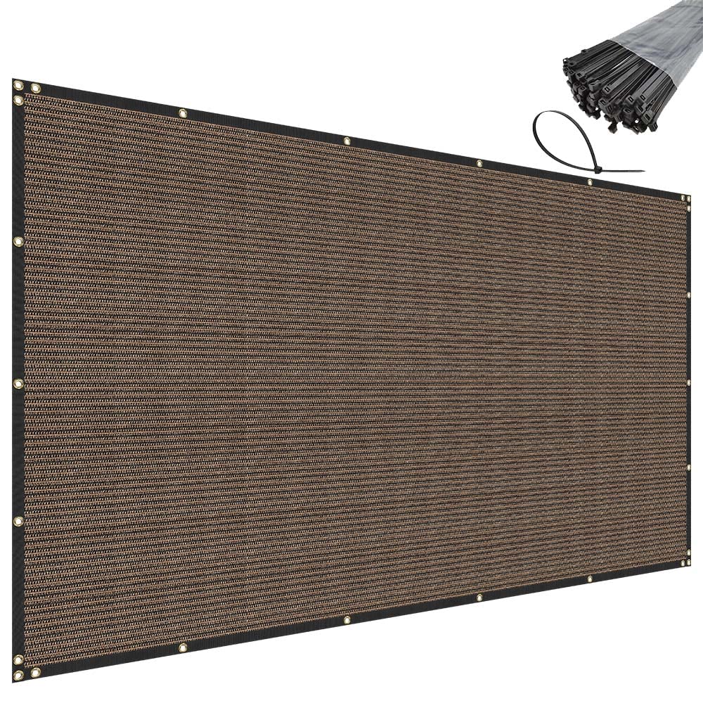 Sunnyroyal Privacy Fence Screen Heavy Duty Windscreen Net Fabric With Brass Grommets Outdoor Brown 6' X 207'