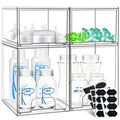 Baby Bottle Organizer, Stackable Storage Drawers with Label, Clear Station Organizers Container for Pacifiers, Pump Parts, Desk 