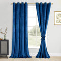 DWCN Blue Blackout Velvet Curtains 90 Inches- Refresh Bundleable Heavy Duty Thermal Insulated Noise Absorb Grommet Window Panels