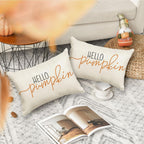 Rabusofa Fall Pillow Covers 12X20 Inch,Autumn Hello Pumpkin Pillows Decorative Throw Pillows,Lumbar Outdoor Thanksgiving Cushion