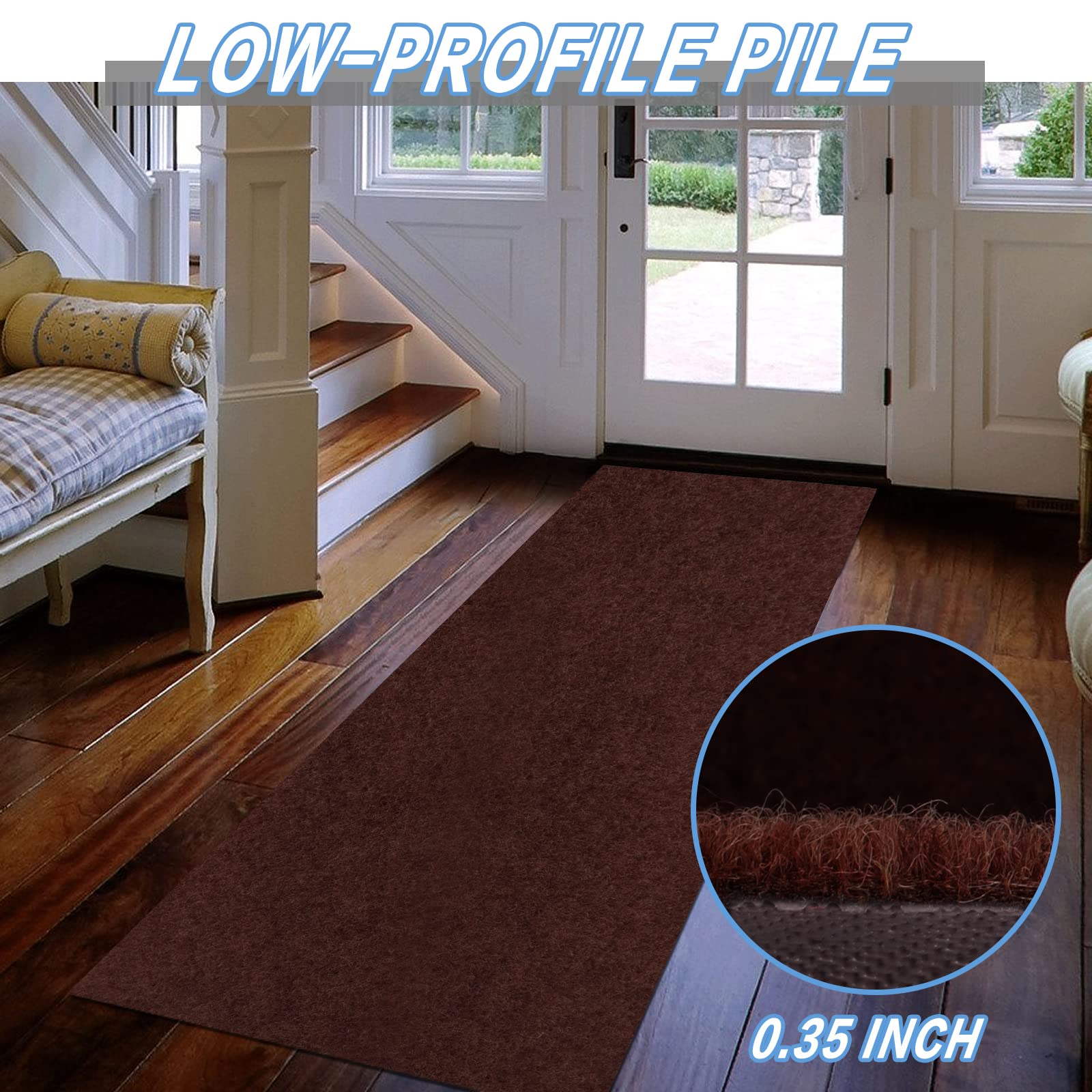 Freadem Runner Rugs 4' X 24' Indoor Outdoor Carpet Runner, Area Rugs With Anti-Slip Rubber Backing For Aisle Hallway Balcony Gar