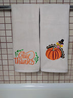 2 Pack Thanksgiving Kitchen Towels, 100% Soft Cotton, Basket Stuffers, (12X20 Inches) Decor Hand Towels Gift Packed, Decorative
