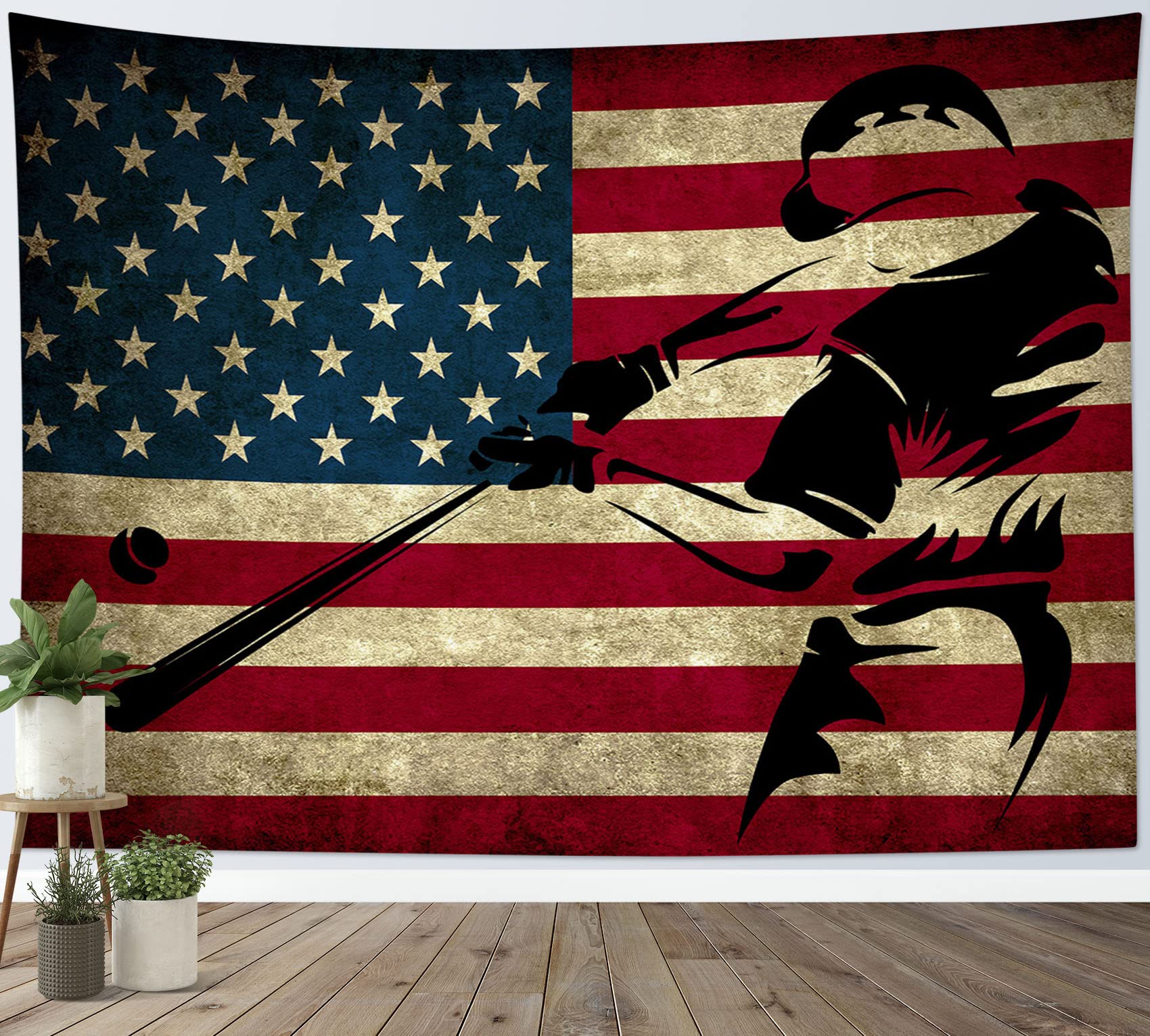 LB Sports Tapestry for Boys Room Baseball Wall Tapestry American Flag Wall Hanging Poster for Living Room Bedroom Dorm and Birth