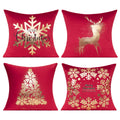 All Smiles Red Gold Christmas Decorations Throw Pillow Covers Cases 20X20 Set Of 4 Turquoise Xmas Indoor Home D  Cor Ornaments V