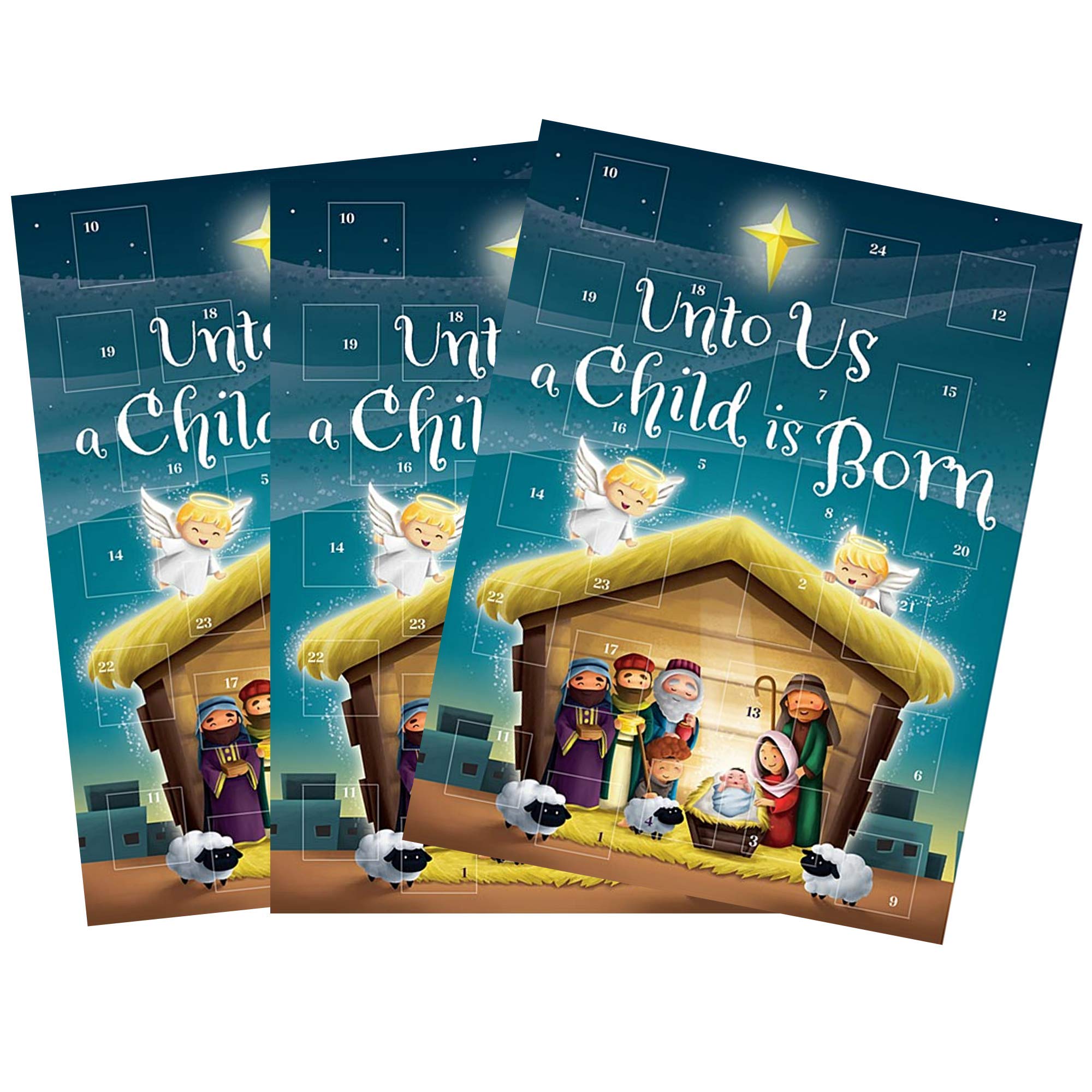 2024 Advent Calendar, Nativity Scene Jesus is Born Countdown to Christmas for Families, Pack of 3, 8x10 Inch