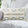 Merrycolor White Grey Boho Throw Pillow Covers 12X20 With Tassels Tufted Decorativethrow Pillows Neutral Accent Pillowcase Farmh