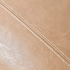 Fancy Homi 2 Packs Tan Long Lumbar Faux Leather Decorative Throw Pillow Covers 16X24 Inch For Outdoor Couch Bed, Beige Hand Stit