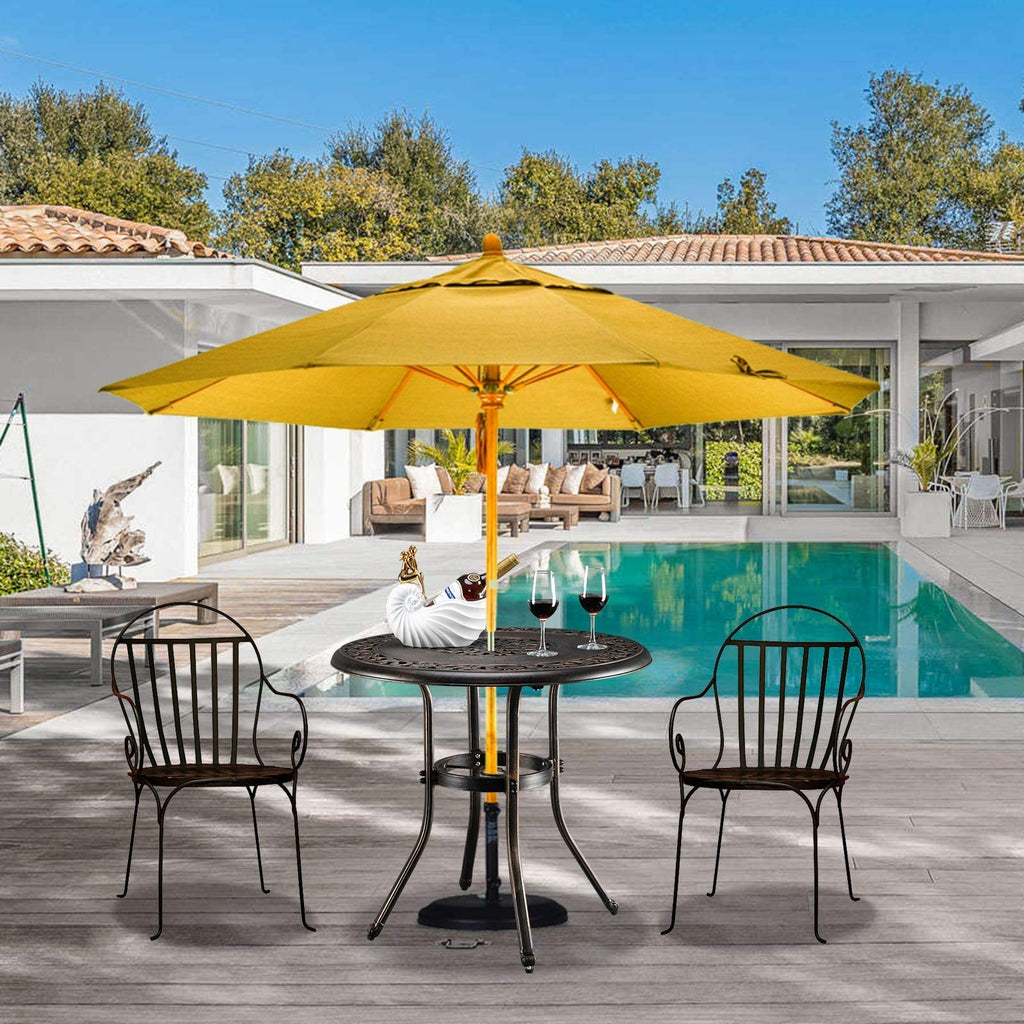 Vingli 32' Outdoor Dining Table, Round Patio Diningtable With Umbrella Hole, Cast Aluminum Outdoor Bistro Table Outdoor Furniture Garden Table (Bronze, 32' Dia X 29 H) (Bronze)