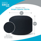 BIRDROCK HOME Outdoor Pouf Ottoman Hand Woven Waterproof Foot Stool Navy 20" x 16"