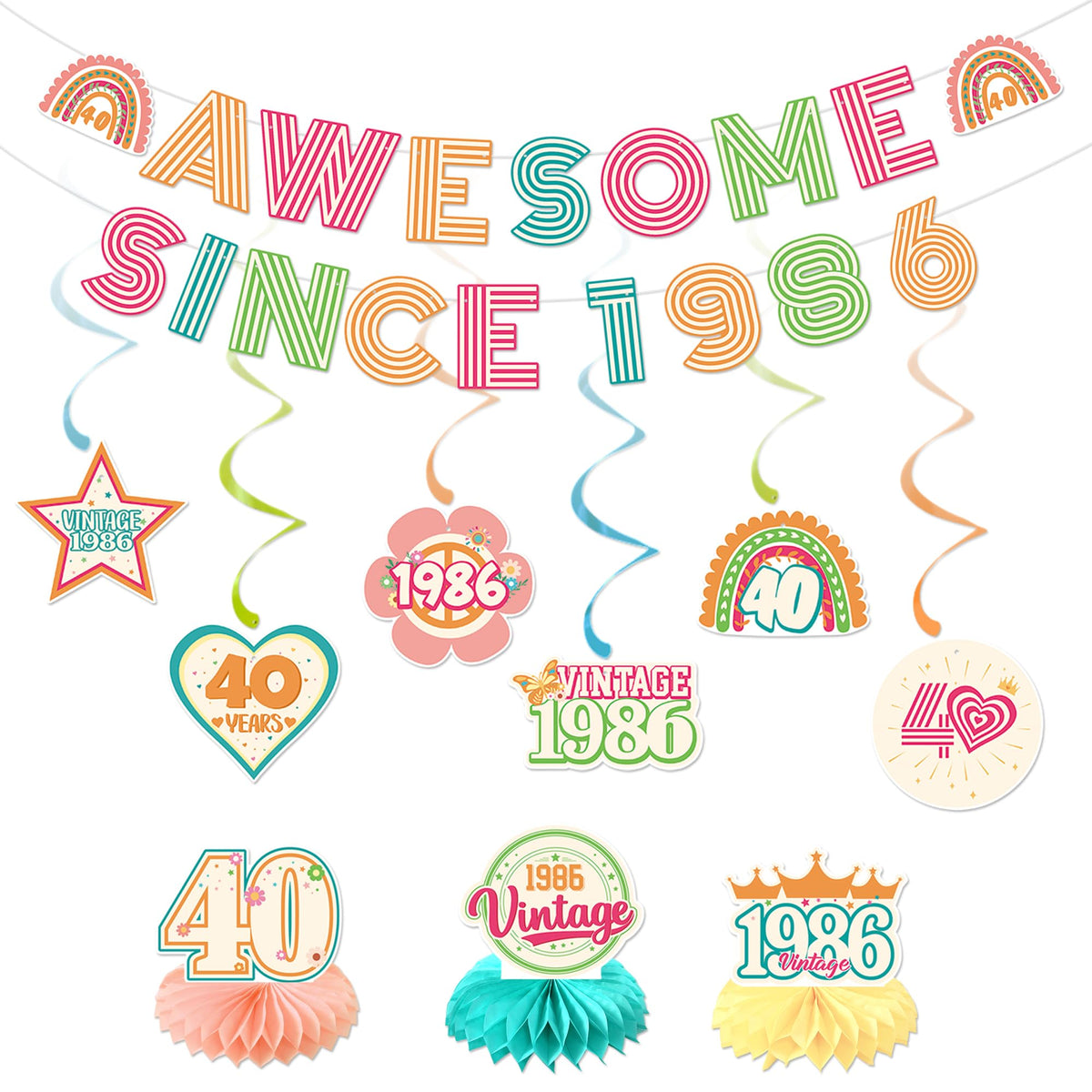 Roetyce Boho Back in 1986 40th Birthday Banner