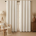 XOGUIBO Boho Blackout Curtains 90 Inches Long Beige Linen Blend 2 Panels with Tassels and Cotton Embroidery, Farmhouse Vintage R