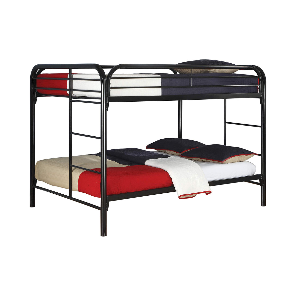 Coaster Furniture Morgan Modern Contemporary Heavy Gauge Metal Full Over Full Bunk Bed Welded Slat Frame Easy Assembly Black 460056K