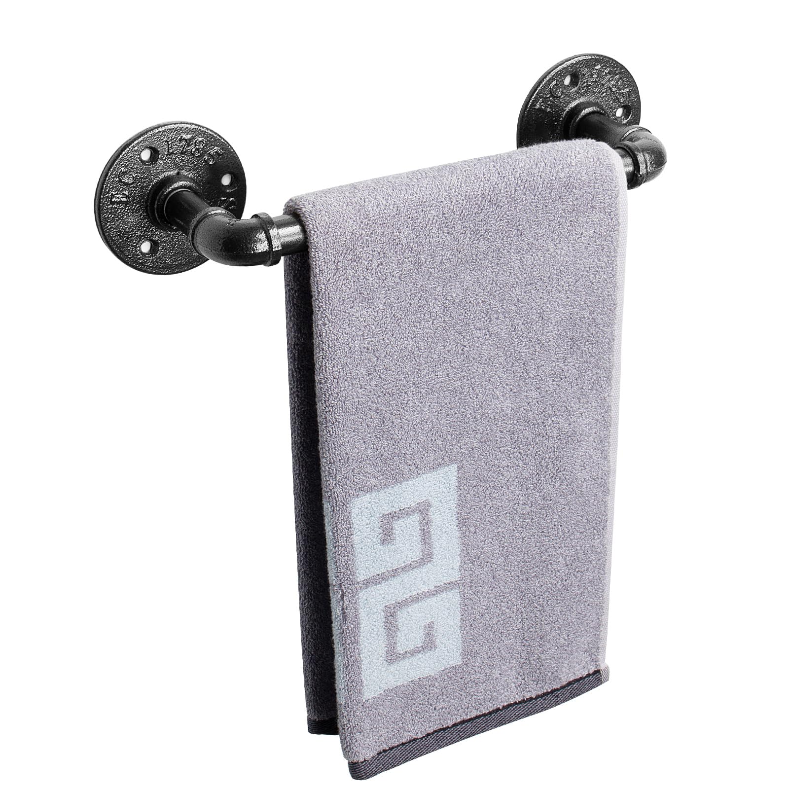 NearMoon Industrial Pipe Towel Bar, Heavy Duty Bathroom Hardware Towel Holder Accessory, Wall Mounted DIY Rustic Iron Bathroom T