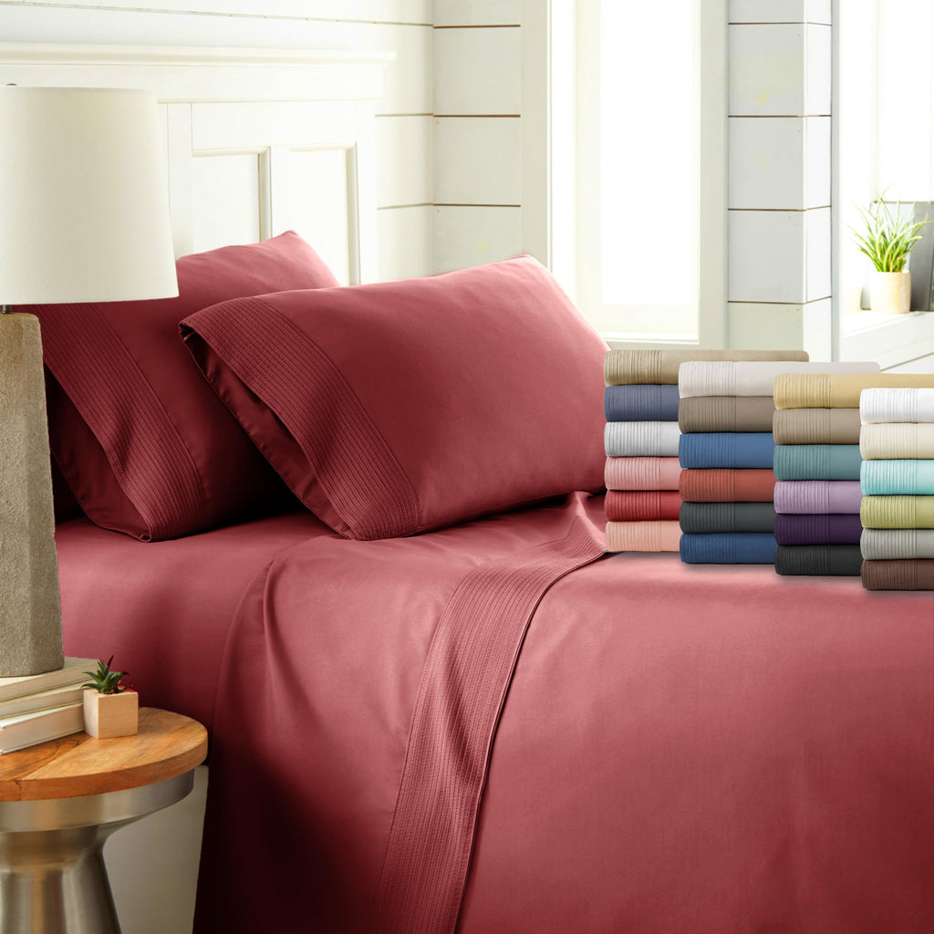 Southshore Fine Living, Inc. California King Pleated Sheet Set, 4-Piece, 21'' Deep Pocket Cal King Bed Sheets | Flat Sheet, Fitt