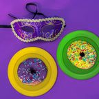 Party Essentials Hard Plastic 40 Count Round Party/Dessert Plates, 6-Inch, Mardi Gras Mix, Green/ Purple/ Yellow