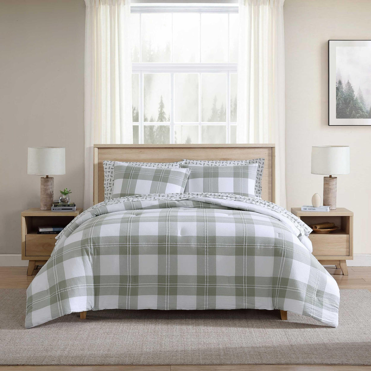 Eddie Bauer - Twin Comforter Set, Premium Cotton Embroidered Bedding With Matching Sham(S), Plaid Home Decor (Mountain Embroider