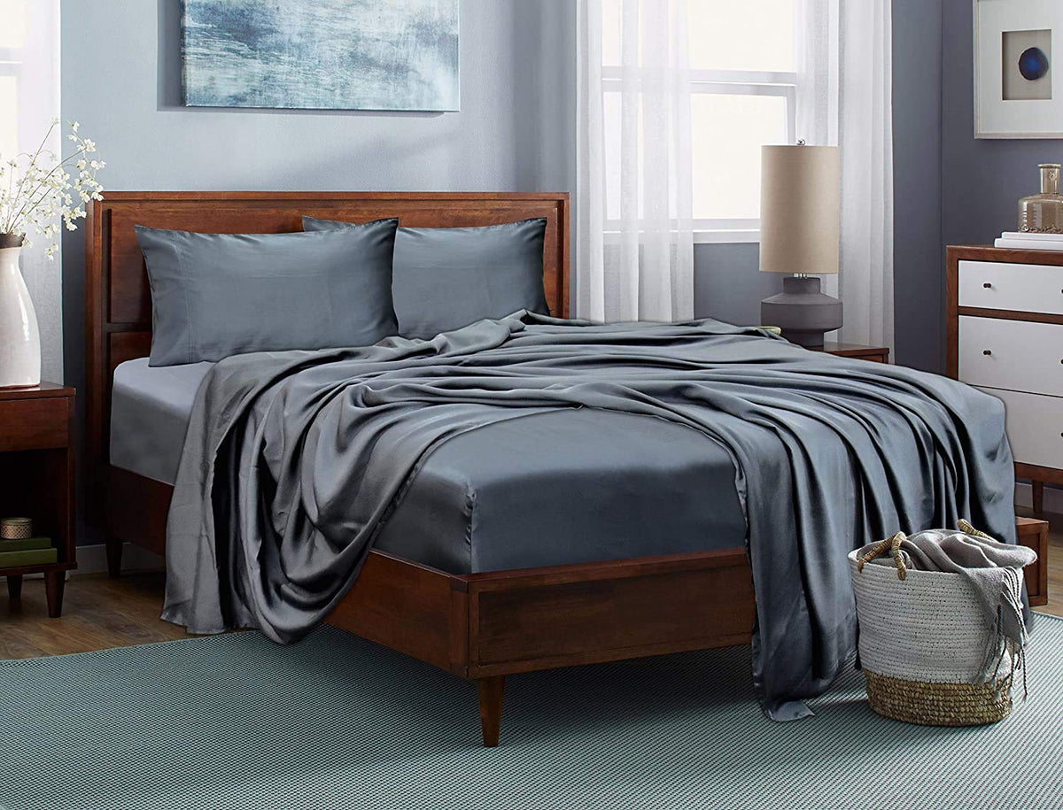 Linenwalas Fitted Sheet Only Viscose Derived From Bamboo, Bottom Sheet For Twin Xl Size Bed - 16    Deep Pocket, All Around Snug