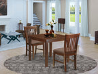 East West Furniture OXNO3-MAH-C 3 Piece Room Set Contains a Square Kitchen Table and 2 Linen Fabric Upholstered Dining Chairs, 36x36 Inch