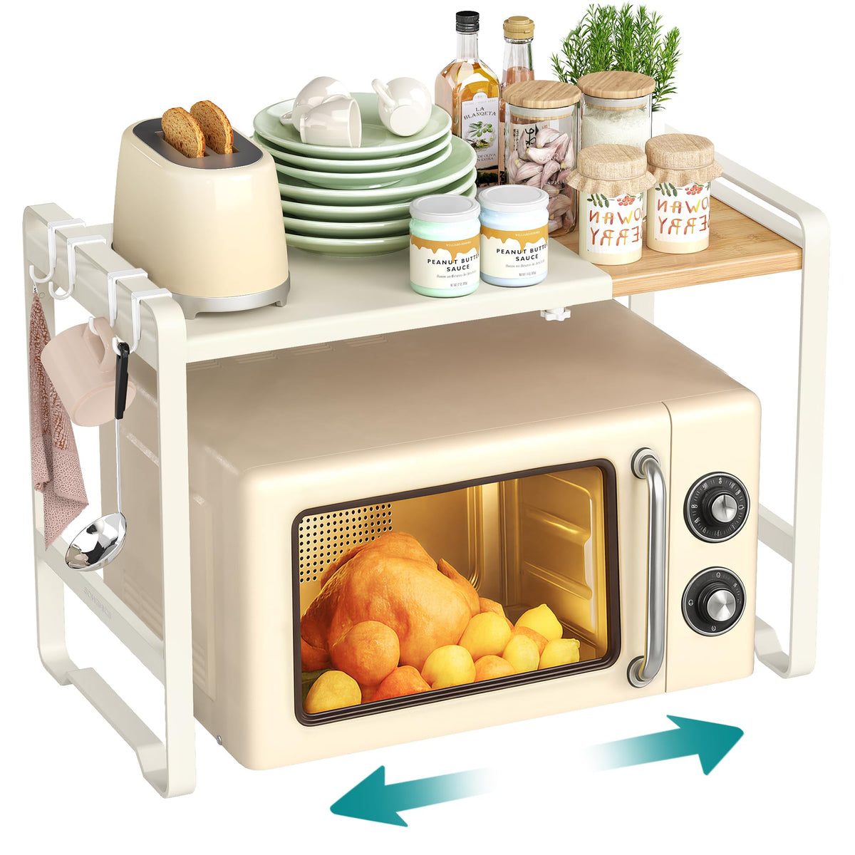 SONGMICS Expandable Microwave Shelf, 41.564 cm Adjustable Width