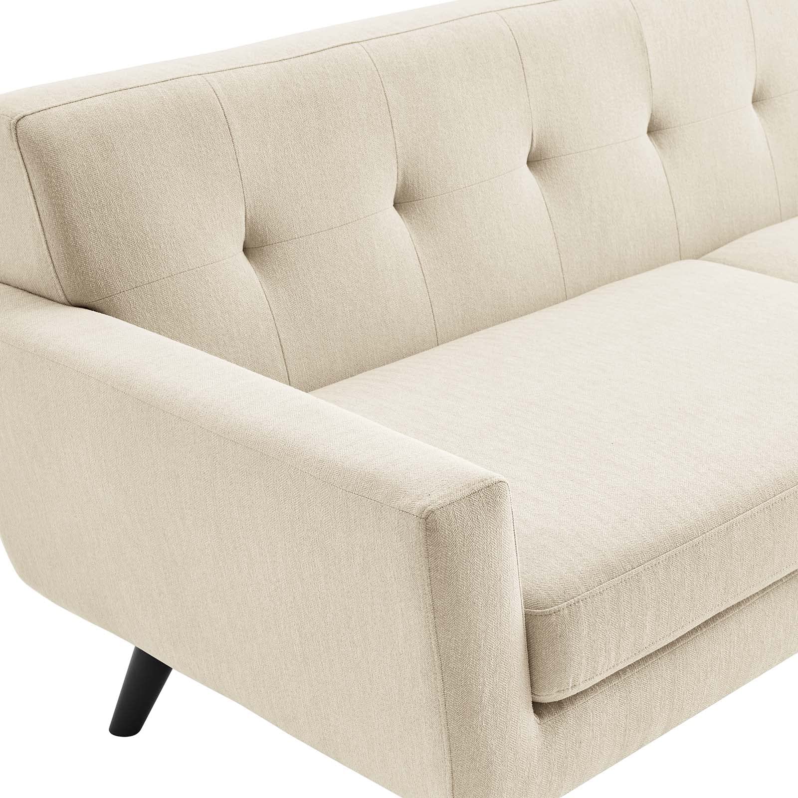 Modway Engage Modern Tufted Back Textured Fabric Sofa In Beige