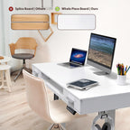 SHW Electric Height Adjustable Desk OD-92C-W Engineered Wood White 48 Inch