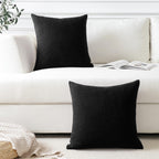 Otostar Linen Throw Pillow Covers Set Of 2 Decorative Square Pillowcases Cushion Covers 16X16 Inch For Home Decor Sofa Bedroom Car 40 X 40 Cm Black