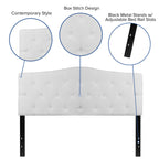Flash Furniture Cambridge Tufted Upholstered Headboard For Queen Size Bed, Contemporary Fabric Tufted Headboard With Adjustable Height, White