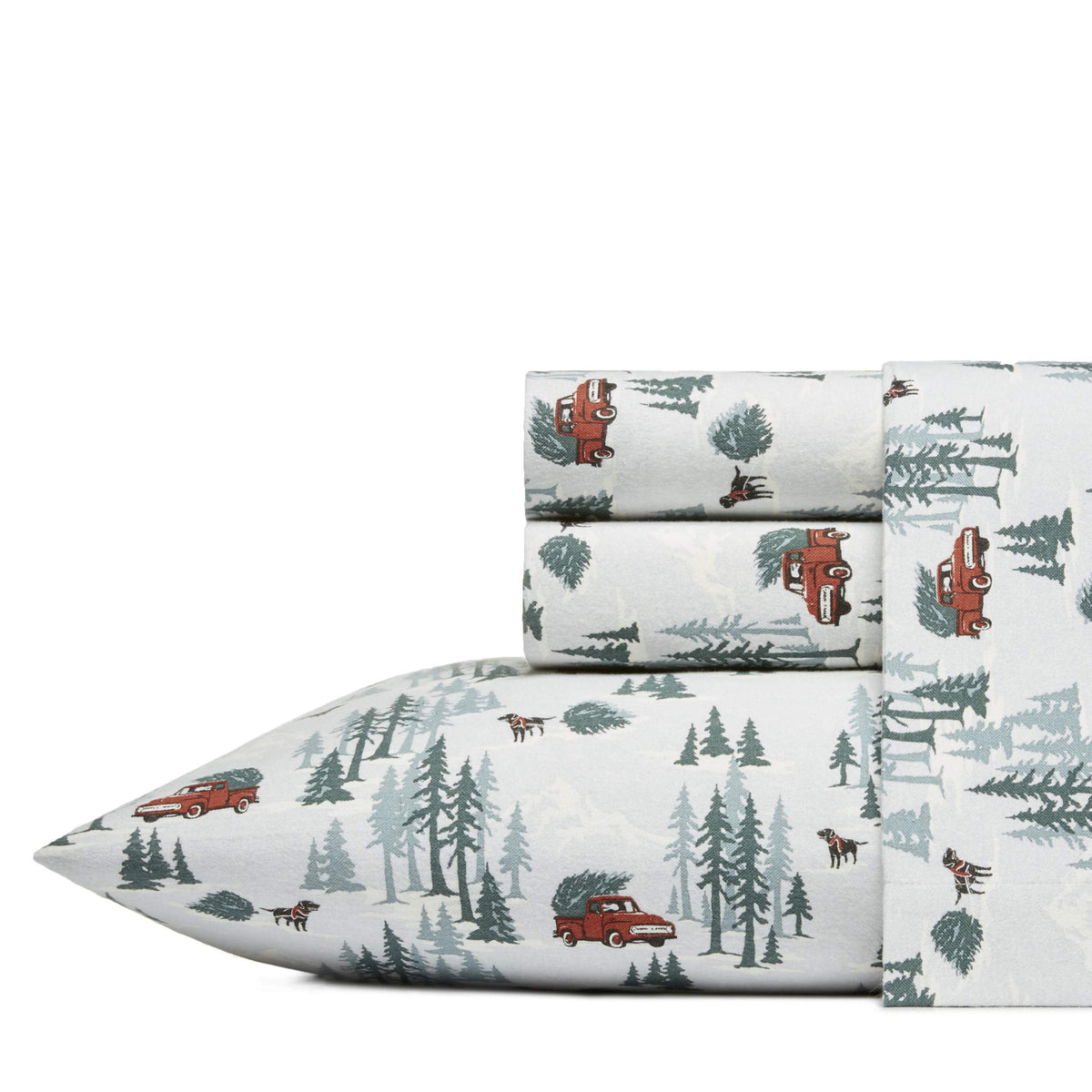 Eddie Bauer - Queen Sheets, Cotton Flannel Bedding Set, Brushed For Extra Softness, Cozy Home Decor (Tree Farm, Queen)