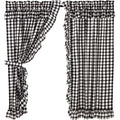 Vhc Brands Annie Buffalo Check Cotton Farmhouse Curtains Rod Pocket Tie Back(S) Ruffling Panel Pair, 63X36, Black