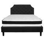 Flash Furniture Brighton Queen Size Tufted Upholstered Platform Bed In Black Fabric With Memory Foam Mattress