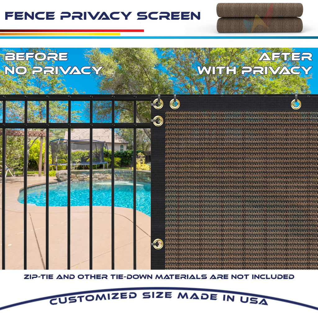 Windscreen4Less 6' X 25' Privacy Fence Screen In Brown W/ Brass Grommet 85% Blockage Windscreen Outdoor Mesh Fencing Cover Netti