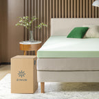 Zinus 4 Inch Green Tea Memory Foam Mattress Topper, Smaller, More Convenient Wonderbox Packaging, Pressure-Relieving Layers, Certipur-Us Certified, Queen