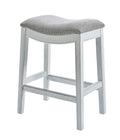New Ridge Home Goods Zoey 31in. Bar-Height Backless Wood Narrow Saddle-Seat Barstool with Nailhead Trim, Alabaster White