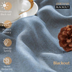 Jinchan Linen Textured 75% Blackout Curtain 96 Inch Length For Living Room Darkening Blue Bedroom Curtain Thermal Insulated Grommet Top Blue 1 Panel Window Curtain Drape