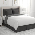 Bed Makers Never Lift Your Mattress Microfiber Wrap-Around Bed Skirt, Tailored Style, Classic 14 Inch Drop Length, Queen, Grey