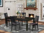 East West Furniture LGDU5-BLK-LC 5 Piece Kitchen Table & Chairs Set Includes a Rectangle Dining Table with Butterfly Leaf and 4 Faux Leather Dining Room Chairs, 42x84 Inch, Black