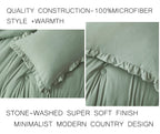 Chezmoi Collection Nora 3-Piece Ruffled Edge Trim Soft Washed Microfiber Comforter Set (King, Sage Green)