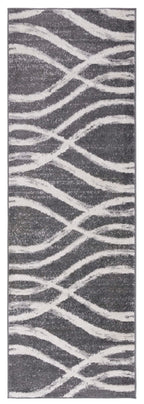 Safavieh Adirondack Collection Runner Rug - 2'6'' X 10', Charcoal & Ivory, Modern Wave Distressed Design, Non-Shedding & Easy Ca