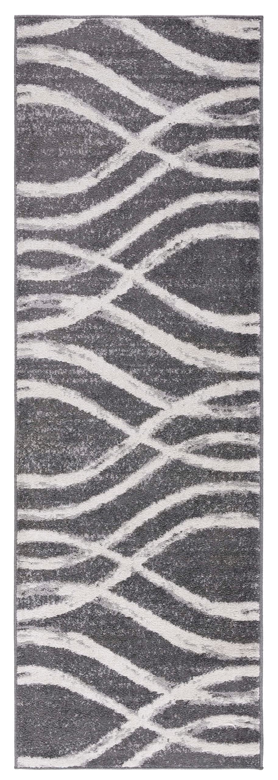 Safavieh Adirondack Collection Runner Rug - 2'6'' X 10', Charcoal & Ivory, Modern Wave Distressed Design, Non-Shedding & Easy Ca