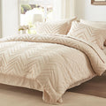 Anluoer King Bed In A Bag 7 Pieces, Beige Tufted Comforter Set With Comforters And Sheets, All Season Bedding Sets With 1 Comfor