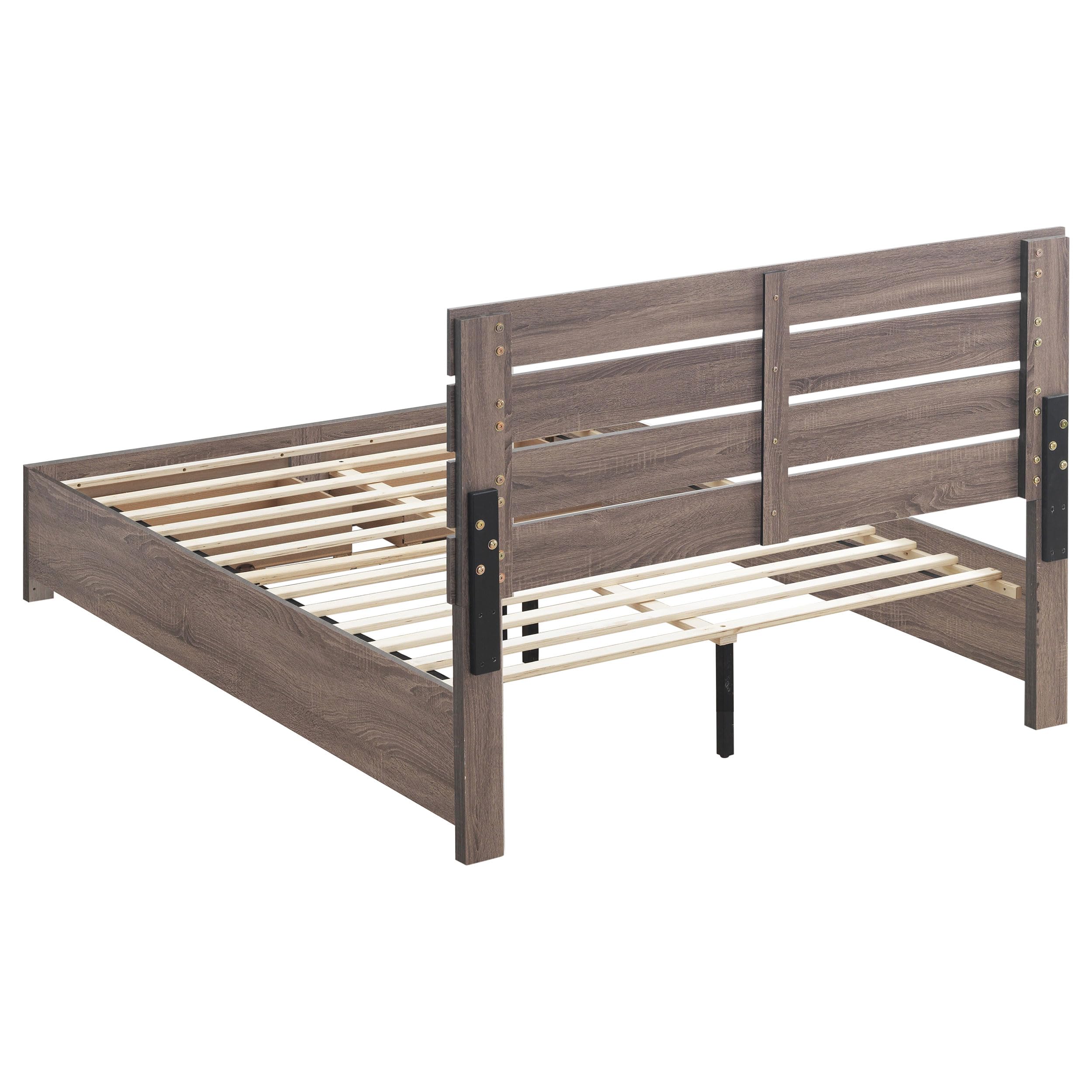 Coaster Home Furnishings Brantford Farmhouse 5-Piece Bedroom Set Eastern King Size Storage Panel Bed Frame 49-inch Headboard Barrel Oak 207040KE-S5