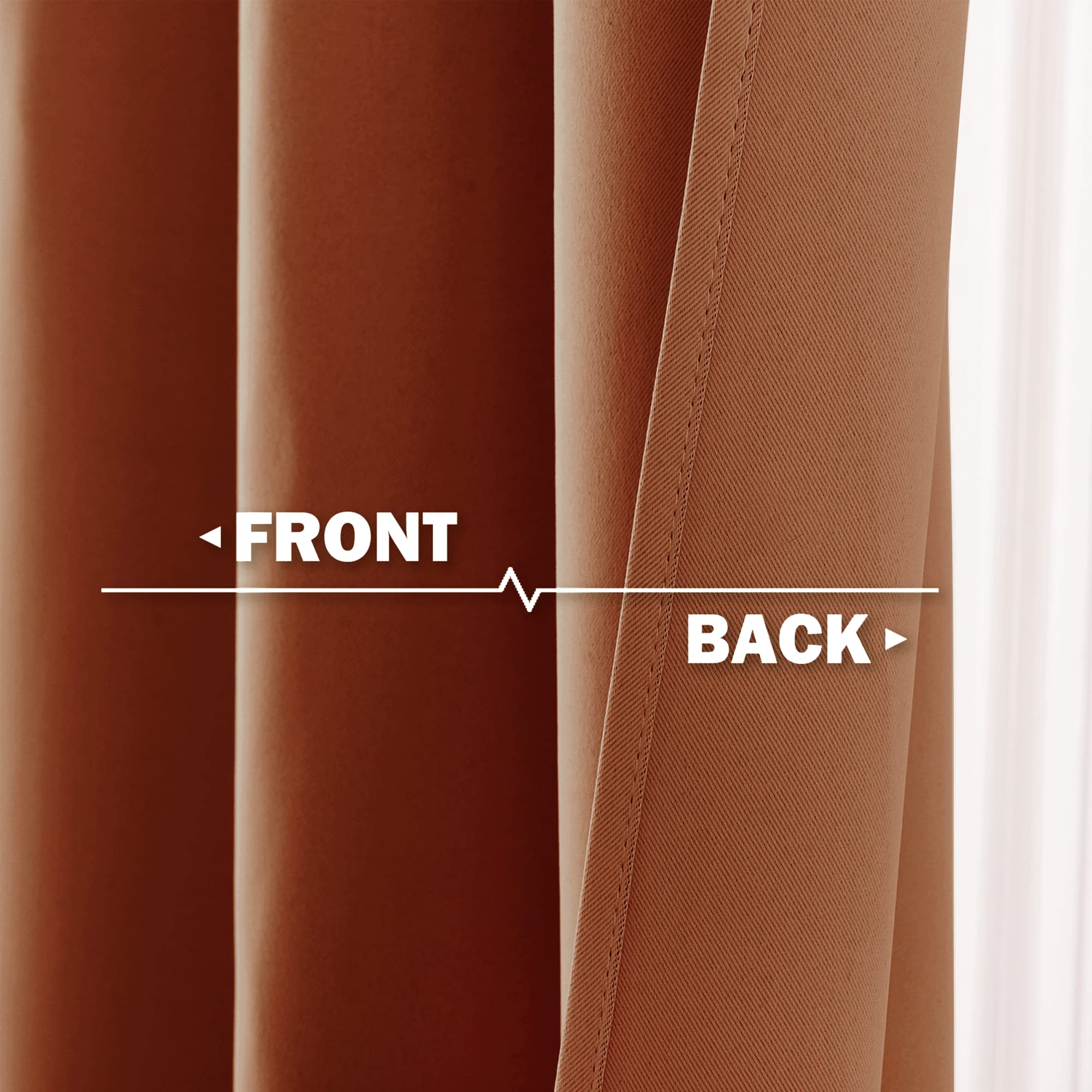 Nicetown Short Valance Curtains Blackout Kitchen Valance Solid Grommet Top Window Treatments Curtain Valance For Kitchen Bathroom Basement Windows, 29' W X 30' L, 2 Panels, Burnt Orange