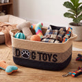 Mifoci Medium Dog Toy Basket with Handle, Quality Cotton Rope Dog Toy Bin