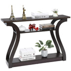 Super Deal 3 Tier Narrow Console Table Accent Sofa Table Wood Entryway Table Decorative Hallway Table With Shelves, Curved Frame For Living Room Front Door Entrance, 47 In Espresso