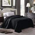 Exclusivo Mezcla Queen Size Flannel Fleece Velvet Plush Bed Blanket As Bedspread, Coverlet, Bed Cover (90X90 Inches, Black) Soft