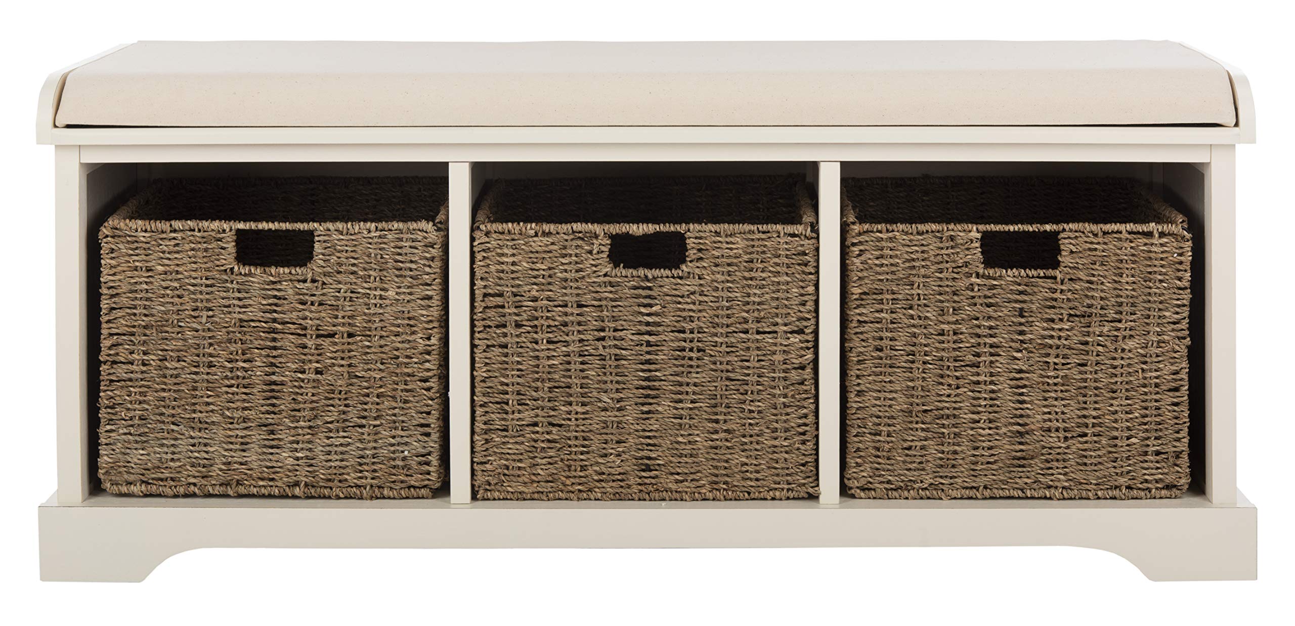 SAFAVIEH American Homes Collection Lonan Grey and White Wicker Storage Bench